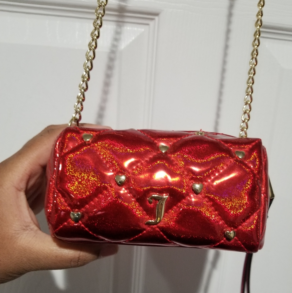 Juicy Couture Metallic Gold & Poppy Red Quilted Sofie Mini Crossbody Bag - Picture 9 of 15